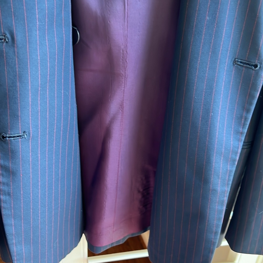 Vintage Ralph by Ralph Lauren Pinstripe Double Breasted Wool Rayon Blazer 4 - Picture 9 of 10